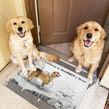 Personalized Dog Gift Idea - Funny Creative Line Art Dog For Dog Lovers - Doormat